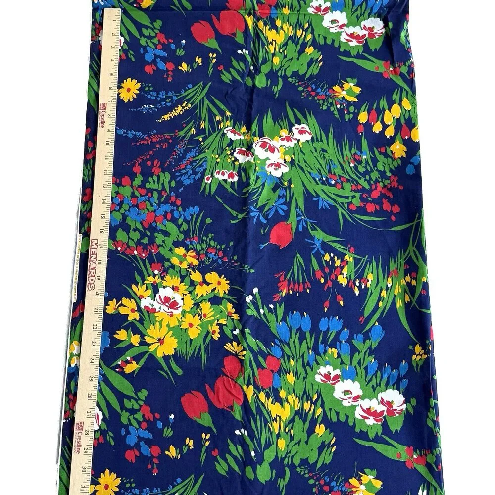 Vtg Leon B Rosenblatt Textile Vibrant Red Yellow Green Blue Floral Garden 96